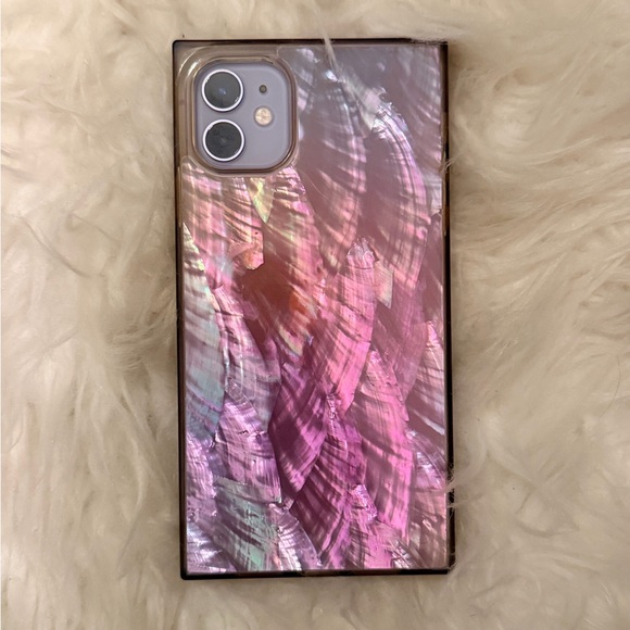 💕 FLAUNT Square Pink Mother of Pearl for iPhone 11 💕 - Picture 1 of 2